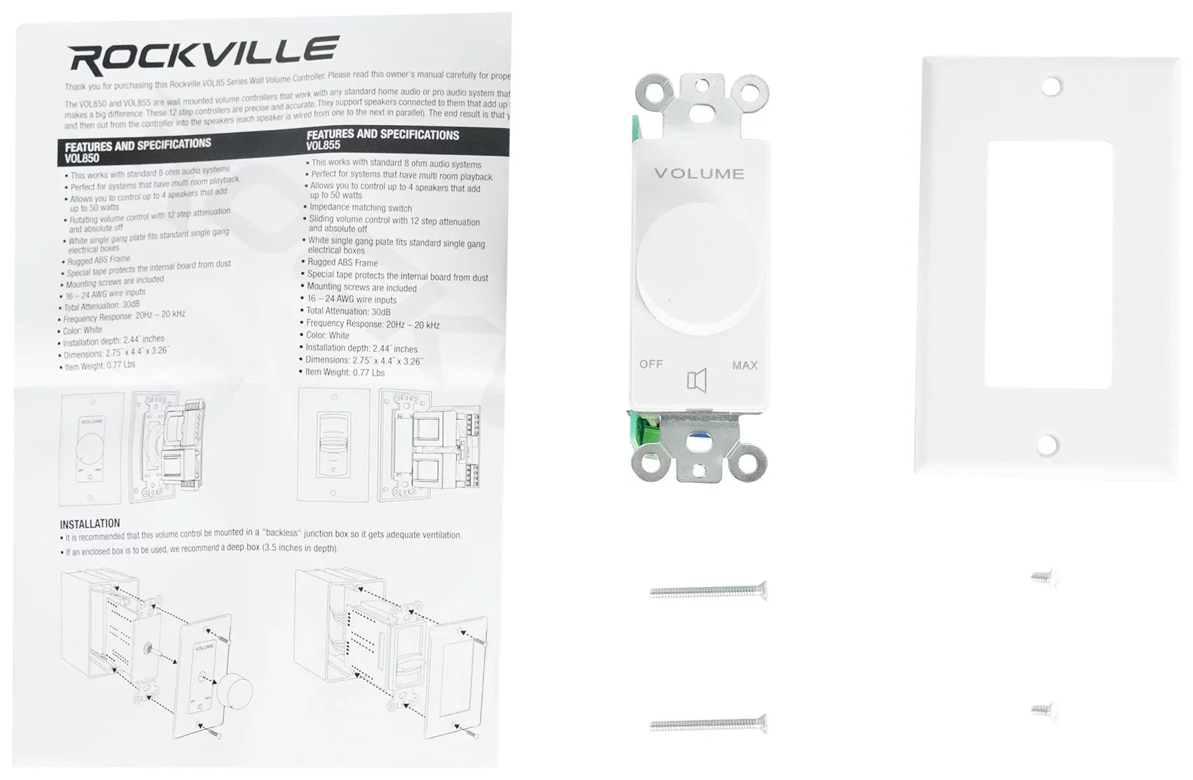 Stereo+8 Audio Rockville Home 4-Room Kit 8" White Controls Ceiling Speakers+Wall