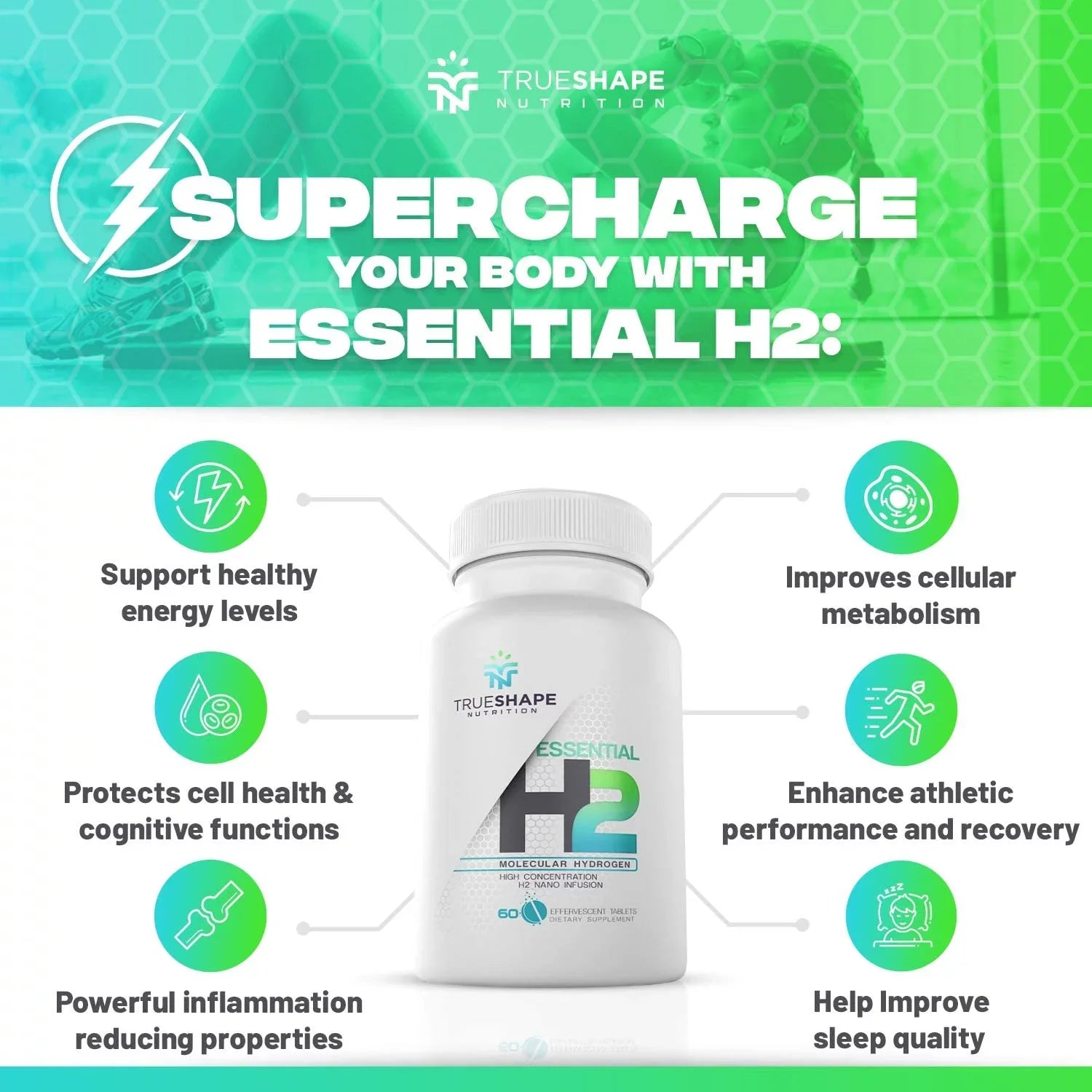 (60 Molecular for Nutrition Fizzy Tablets TrueShape Nutritional Supplement Servings) liquid Hydrogen Essential H2