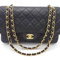 shoulder gold black double leather flap (Good) bag matelasse Pre-Owned ladies