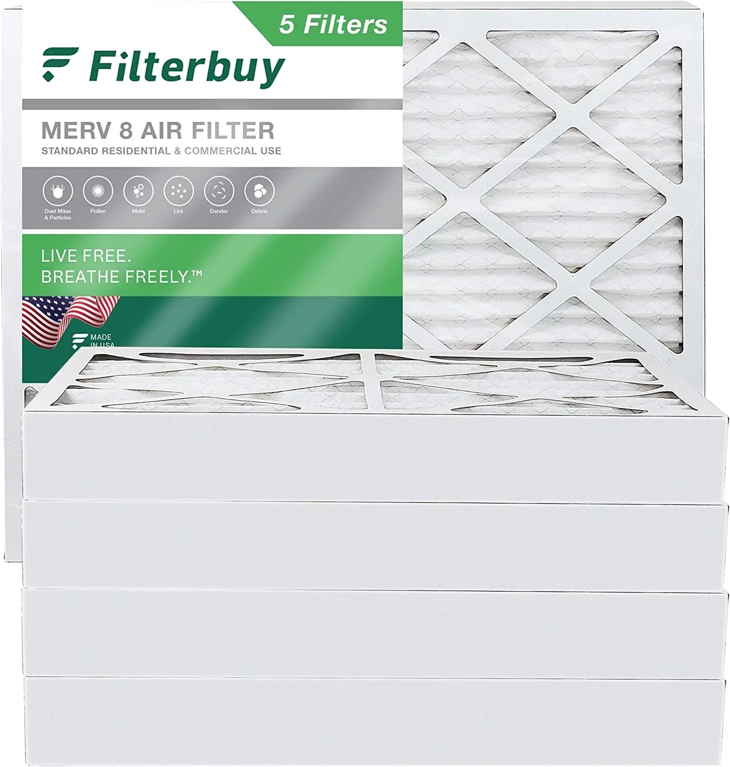 10x16x4 Pleated Filters AC (5-Pack) Filterbuy HVAC 8 Air MERV Furnace