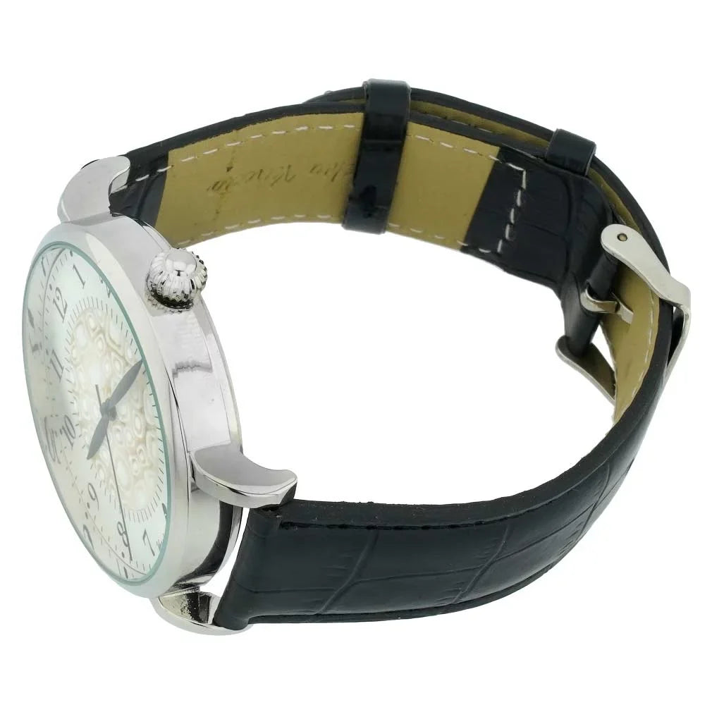 Men's With Black and Watch Murano White Band GlassOfVenice - Leather Millefiori Glass