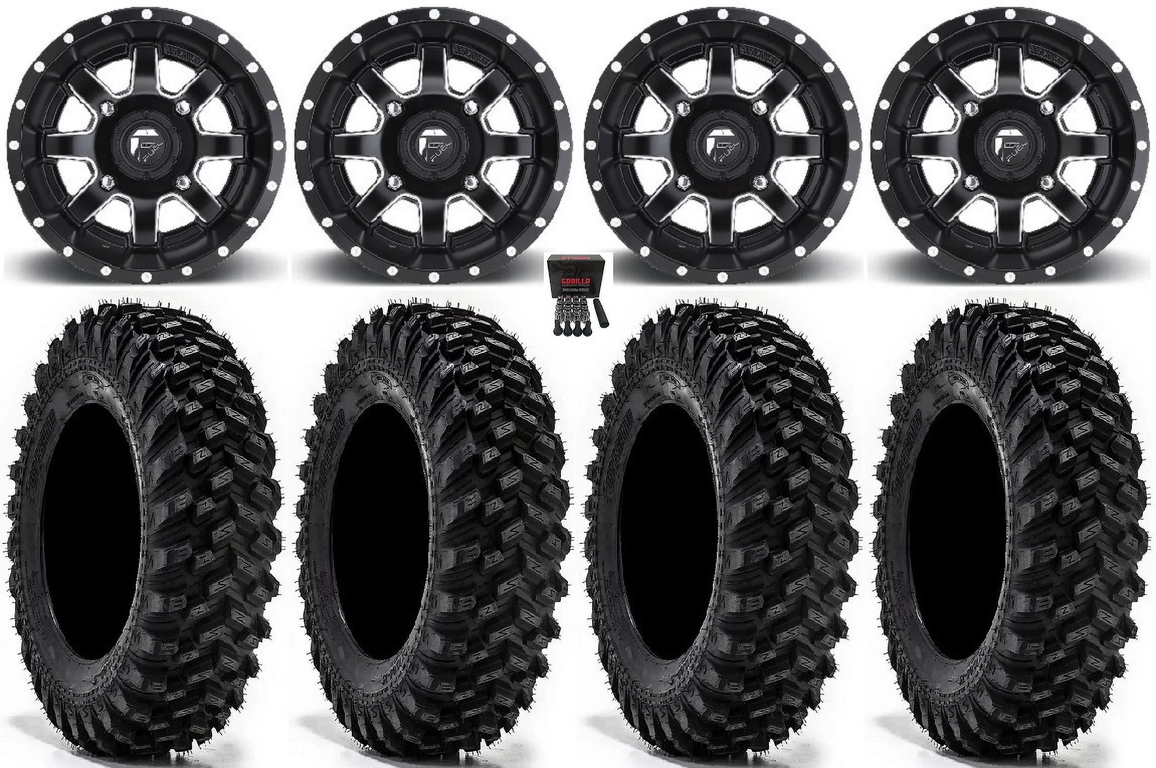 Fuel Pioneer 1000 Maverick / XT Sticky Maverick 15" Talon Honda Wheels Tires X3 / Warrior Black 32" Can-Am