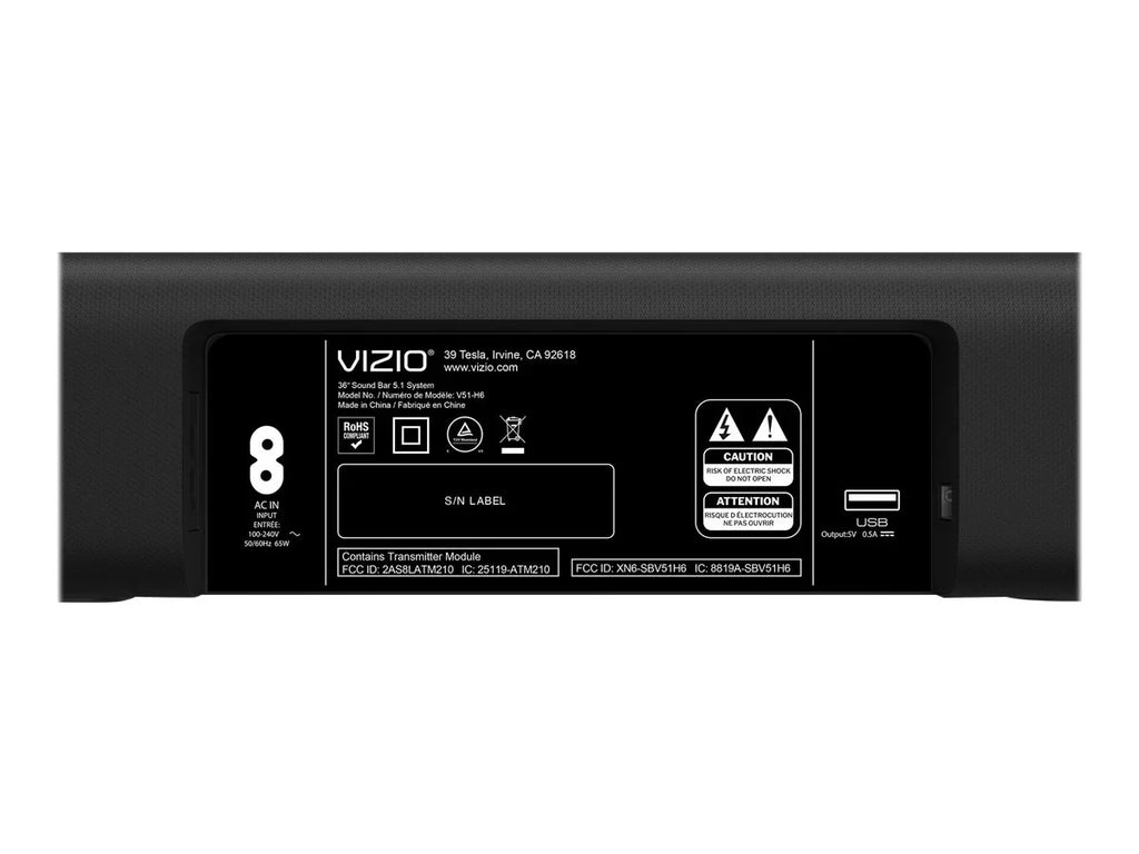 bar sound theater VIZIO V51-H6 V-Series for - - system Bluetooth - 5.1-channel - wireless home - -