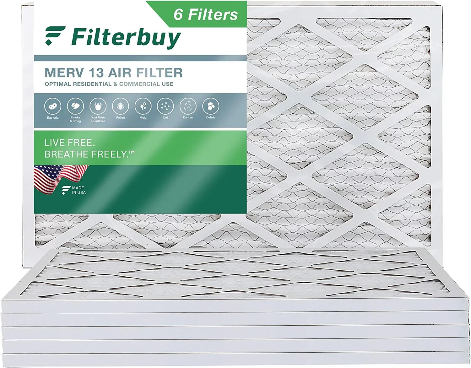 Air HVAC 10x25x1 13 (6-Pack) AC MERV Filterbuy Furnace Filters Pleated
