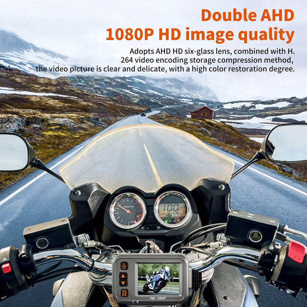 Dual 1080p Dash Recording Camera, Anself Angle, Timed WiFi After Document Flameout Camera, 120° Motorbike Your Wide Motorcycle Journeys