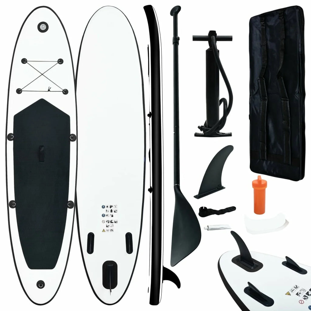 White OWSOO and Black Inflatable Set Board Paddle