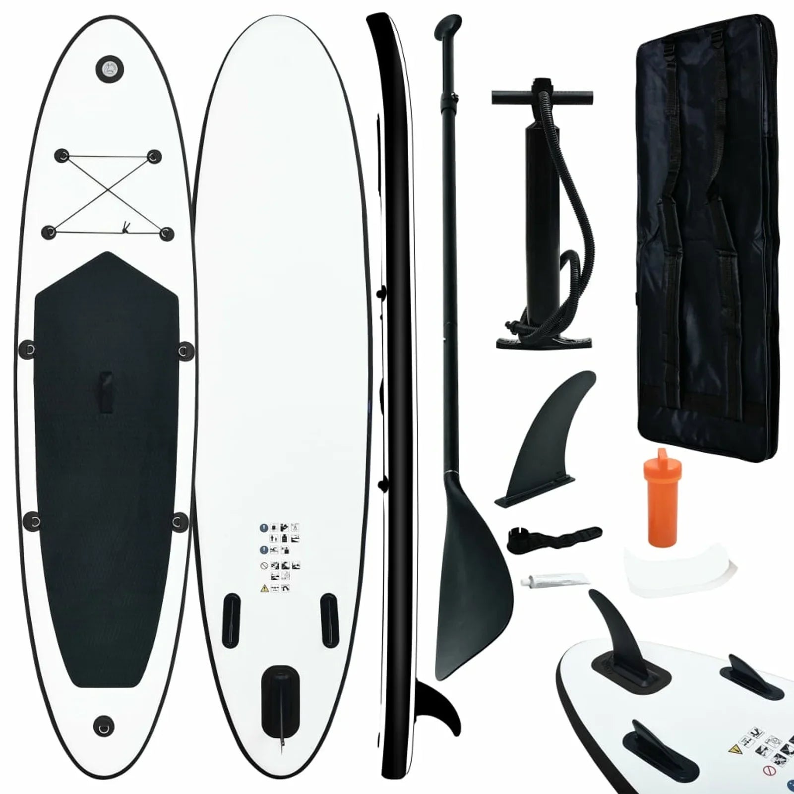 White OWSOO and Black Inflatable Set Board Paddle