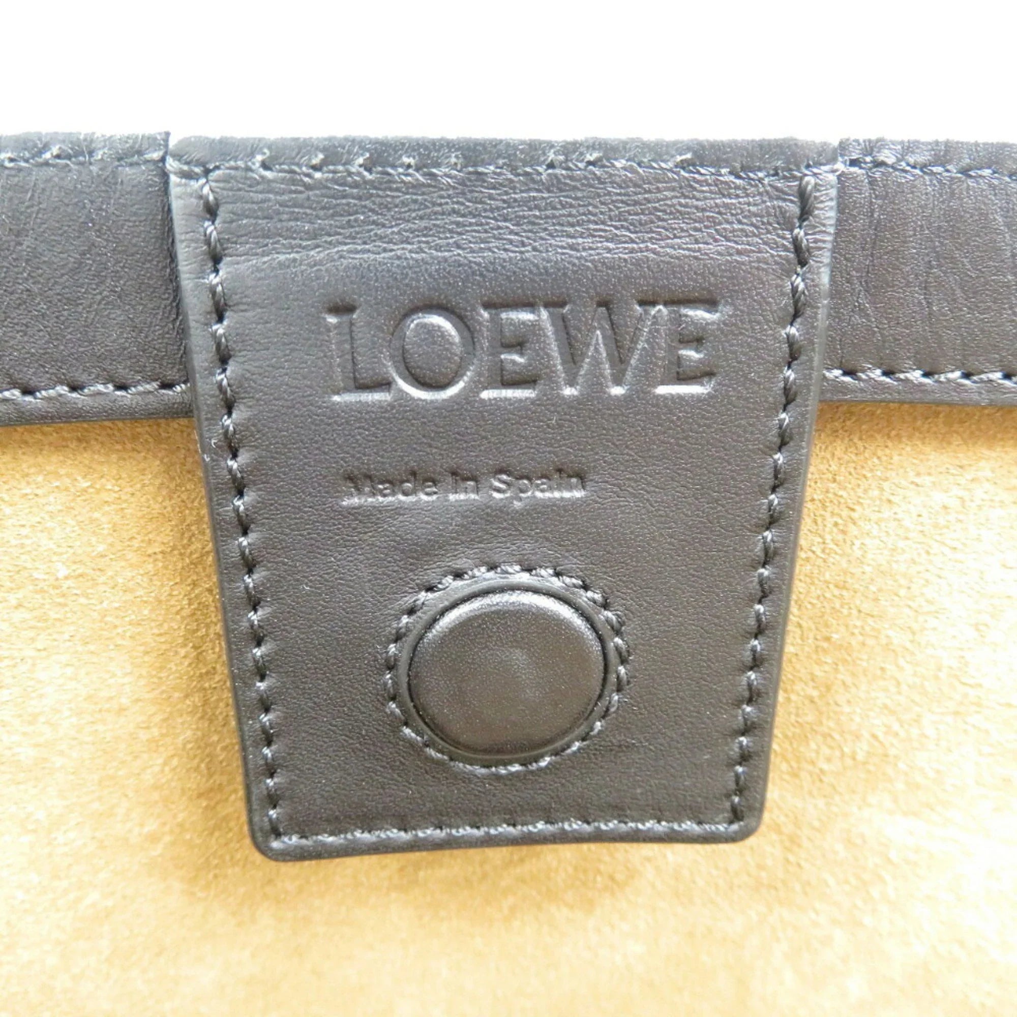 (Good) Loewe Black White Bag Canvas Leather Tote Pre-Owned Pink