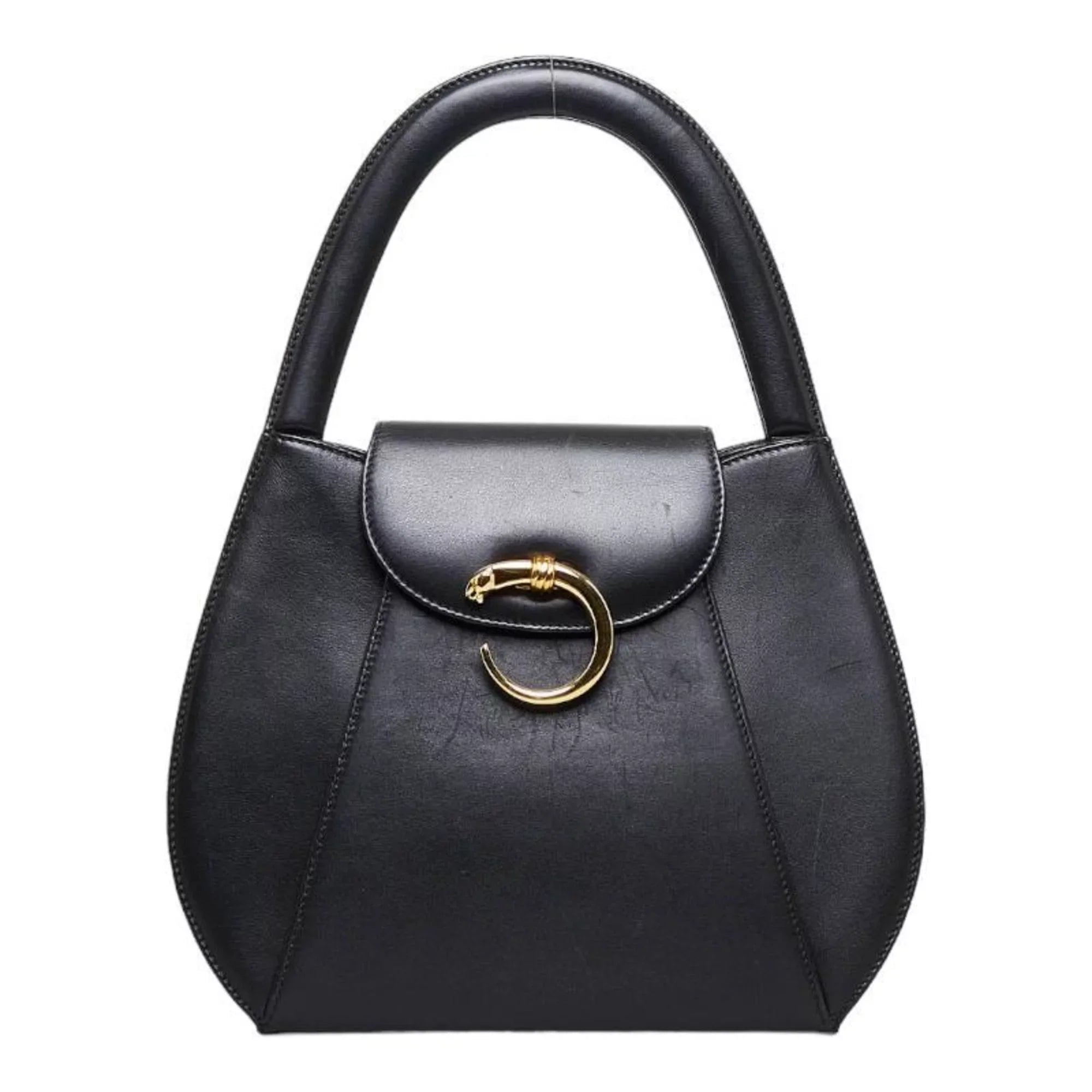 Pre-Owned gold (Good) handbag leather Panthère ladies CARTIER Cartier black