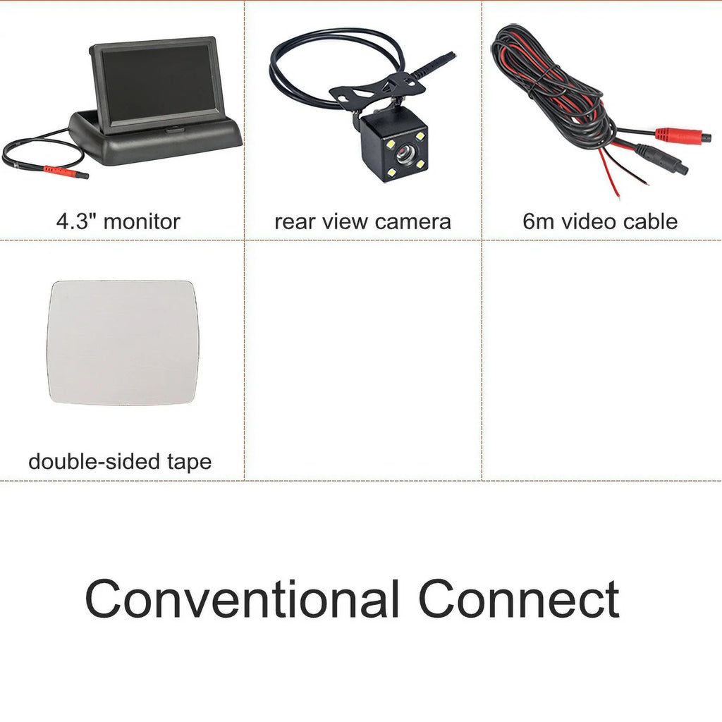 Reverse 4.3in Rear HD Car System Plate Parking Monitor License Backup Camera View