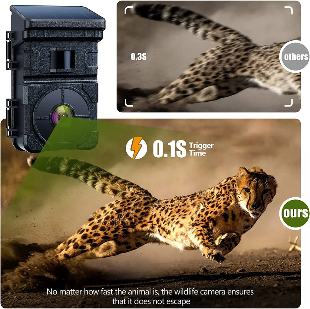 Rechargeable Battery Trail Waterproof Built-in Trigger CAMPARK Activated 120°Wide Camera Angle 0.1s 24MP Camera IP66 Motion Speed Vision with Cam Night 2500mAh Lithium Game 1080P Hunting Solar