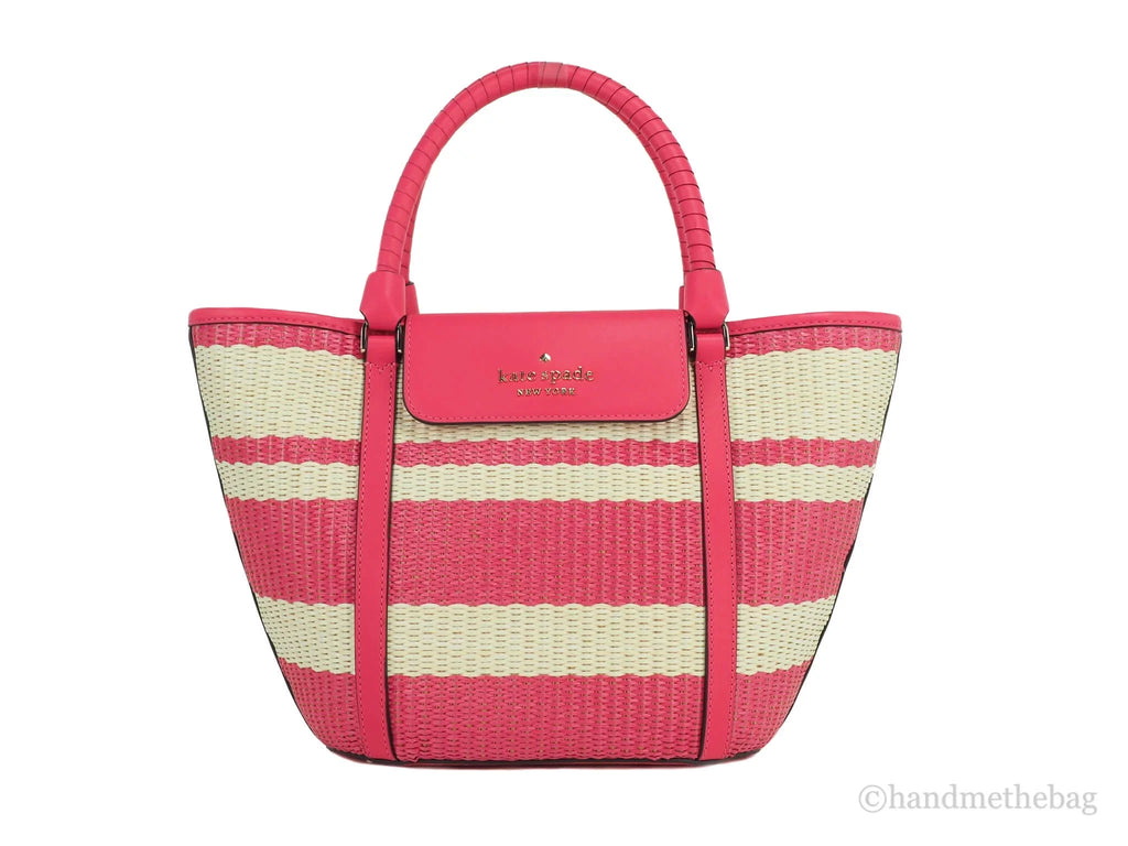 Pink Straw Convertible Tote Bikini Cruise Spade Striped Medium Kate Handbag Bag
