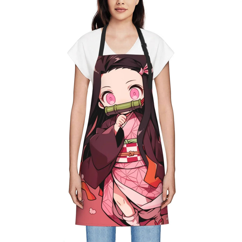 Kitchen/Cooking/Gardening/Painting/BBQ/Baking/Chef/Craftsman Kamado Demon Decor Slayer Home Apron Nezuko For Waterproof