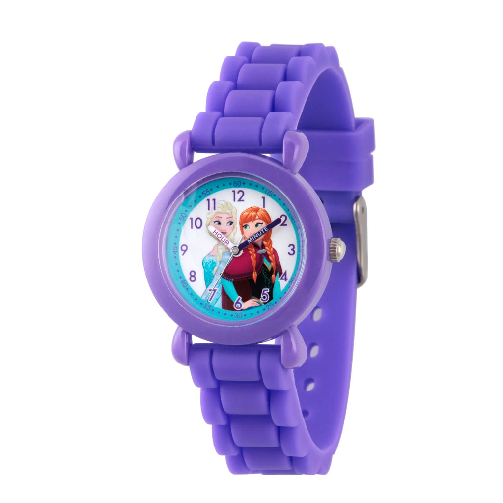 Frozen Purple Teacher Time Anna Silicon Plastic Watch, Elsa Girls' and Strap Purple