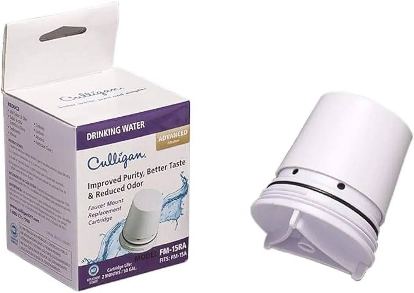 Replacement liquid Filter Culligan Cartridge, Faucet-Mount 200 Gallon, FM-15RA White