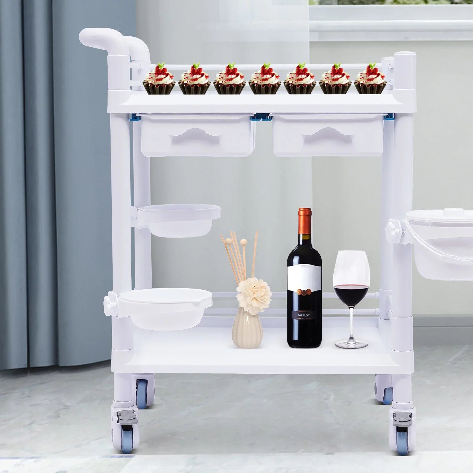 Hospital Spa Mobile Utility Clinic Rolling Salon 360°Rotate Beauty Spacious Salon Tier Cart Rolling Dental Trolley Trolley Beauty Cart, with Beauty Wheels for Trolley Spa 2