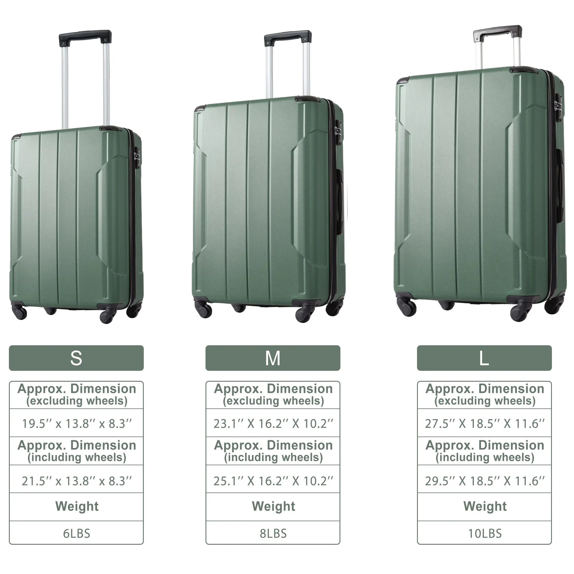 Expandable 24'' Hardshell Carry ABS Luggage TSA with Lock On Suitcase