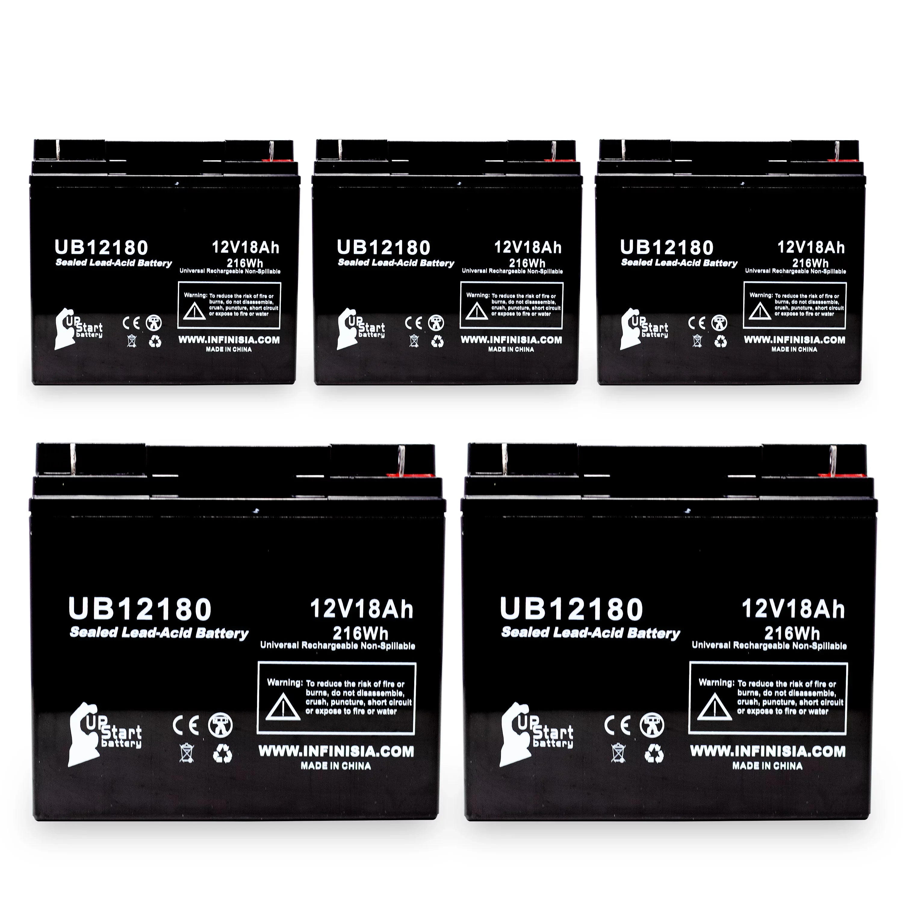 Acid SLA) (12V, Terminal, Sealed UB12180 18Ah, Lead AGM, Compatible 5x Pack CF12V18 T4 PICHER EAGLE - Battery BATTERIES 18000mAh, Battery - Replacement Universal