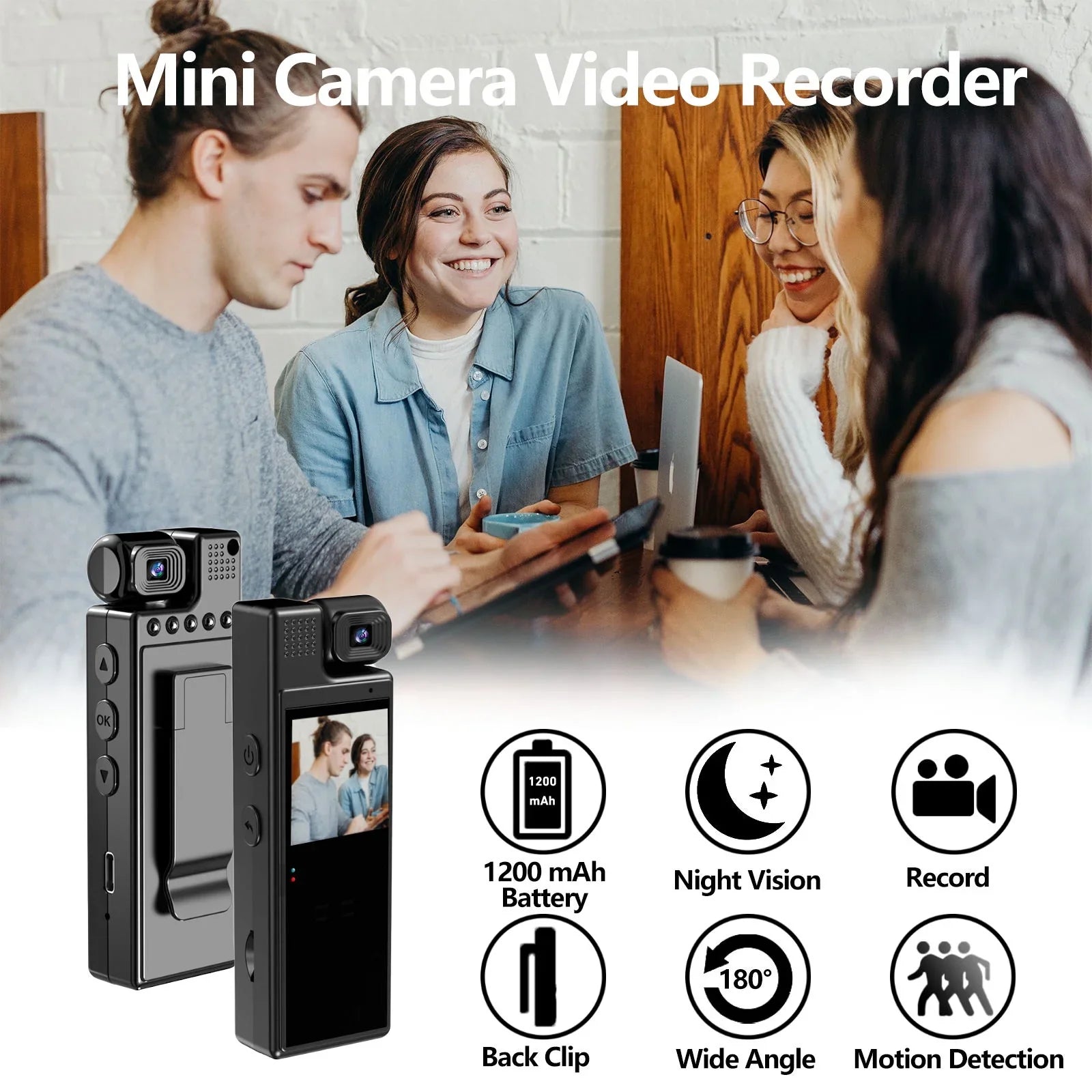 GoolRC Camera Hour 180°Lens and Screen, Rotatable, with Day WiFi, Night Recording, Video Document Life, Your 1.3in Audio 6 Battery Body TFT Vision