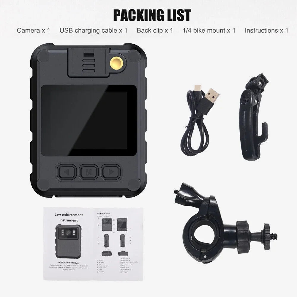 Body DVR Recording Camera JLLOM and Vision with Night 1080P Police Audio 2k Video HD Camcorder - Mini