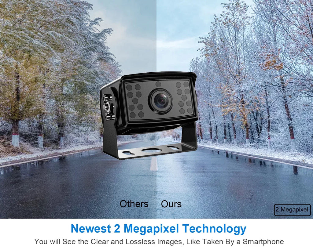 Front/Rear View (FHD3) IP69 Truck/Trailer/RV Lines Screen Waterproof Split HD Wired Ⅱ W/ 7-inch Backup Parking Dual Monitor Cameras Systems, Recording 1080P for 7" RV Fookoo Camera
