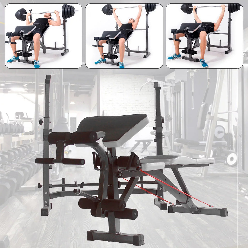 Developer Stock and Press Crunch Workout Leg Olympic Bench, Body Equipment Handle Workouts, Preacher US Home Weight Home for Workouts Bench with At Curl, Champ for
