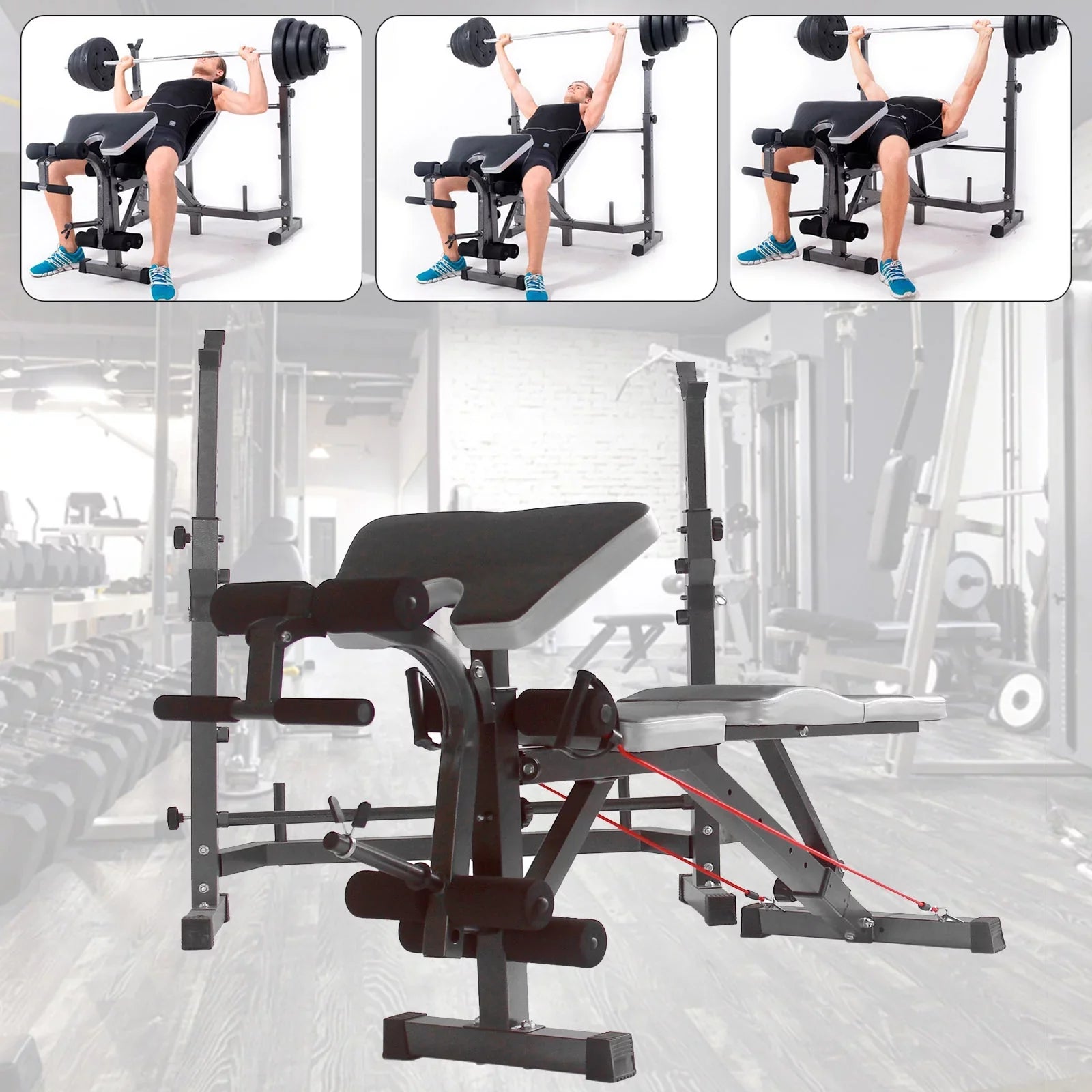 Developer Stock and Press Crunch Workout Leg Olympic Bench, Body Equipment Handle Workouts, Preacher US Home Weight Home for Workouts Bench with At Curl, Champ for