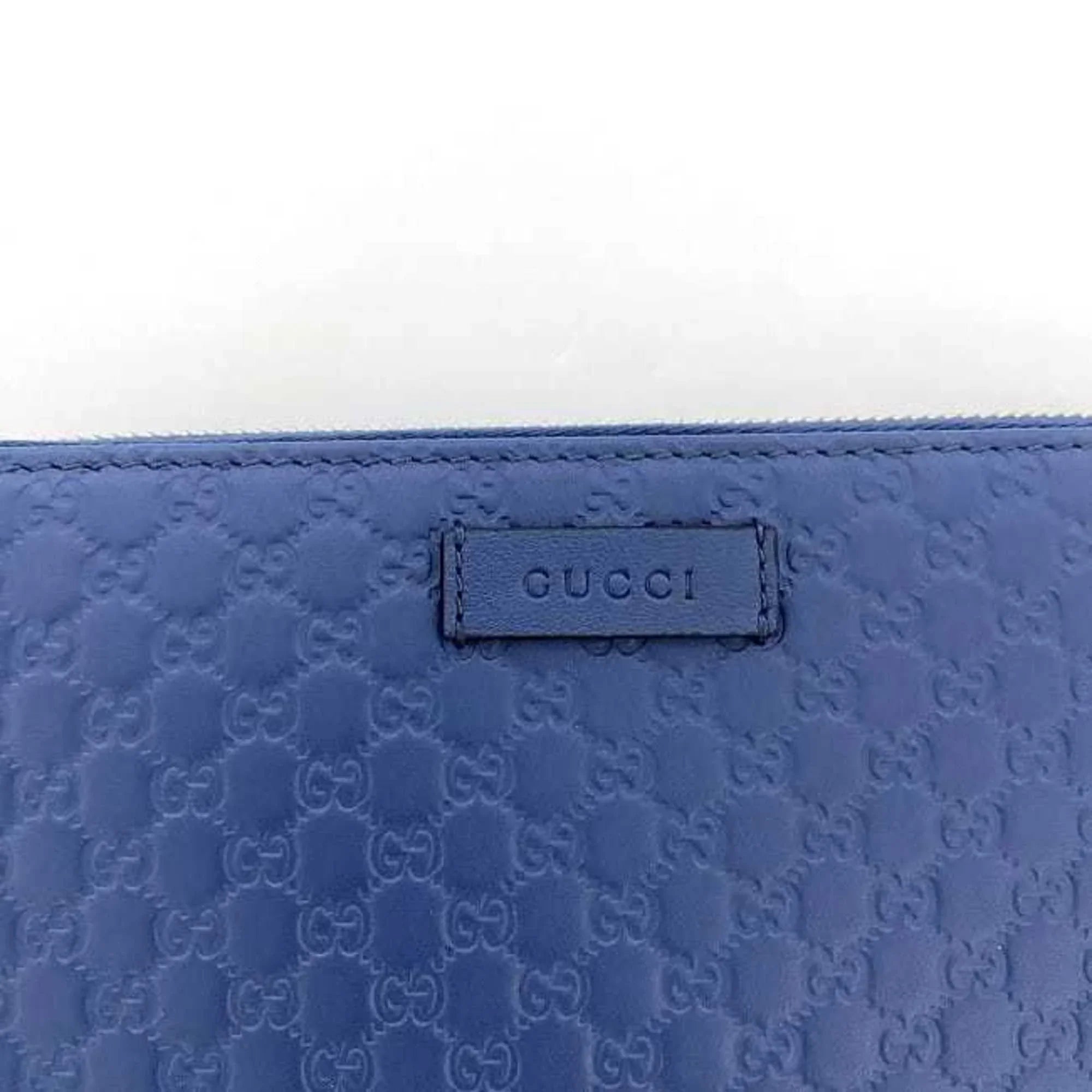 Long GG Wallet Pre-Owned Blue Leather Navy 449391 New) (Like Round Microsima