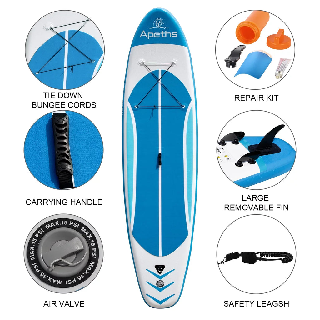 (6 Up APETHS 8'7" Carrying Board Backpack Accessories Thick) Paddle & Adults Paddle, with 3 Pump for Board Board SUP Stand Fins, Inflatable Paddle Adjustable inch