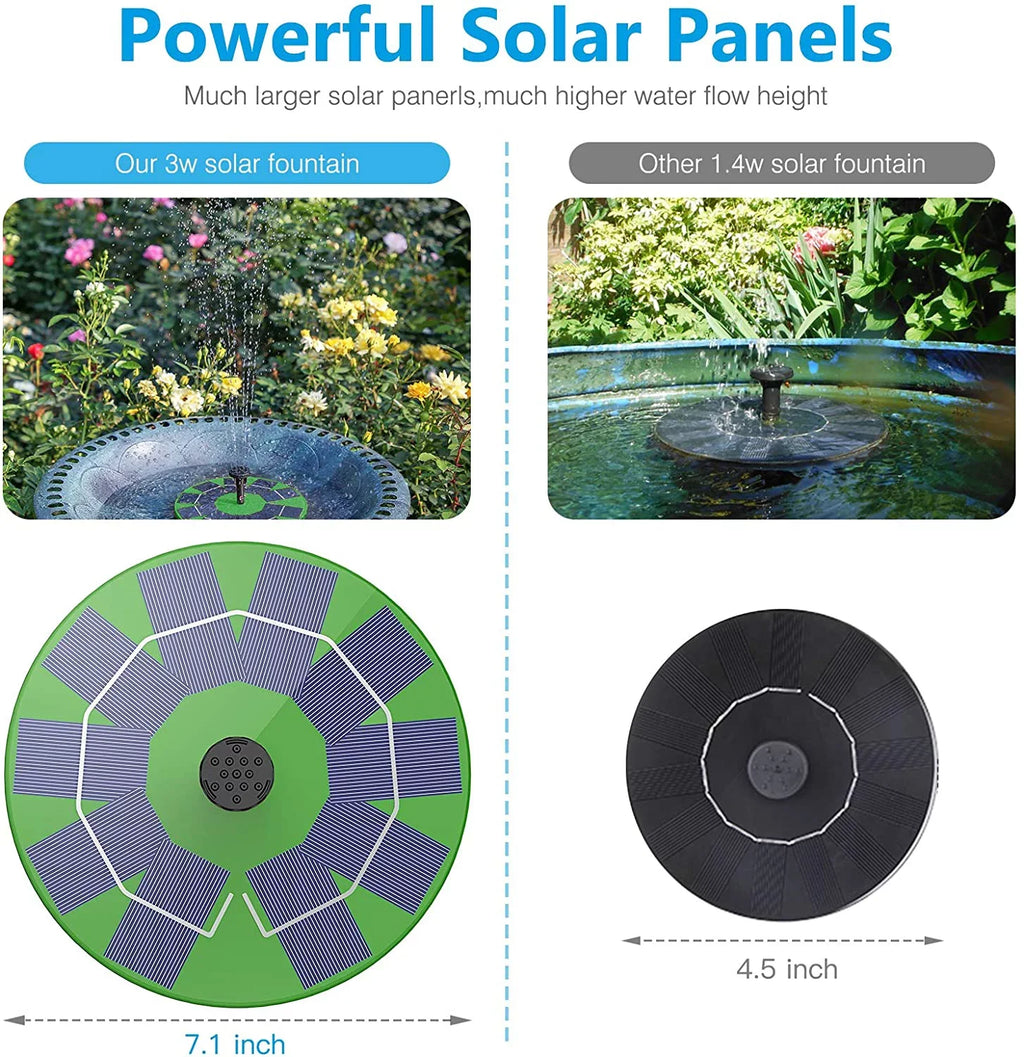 Fountain Fish Garden 6 3W Pump 1200mAh liquid Pump, for Tank, Bird Fountain Bath, Pond or Solar Decoration Floating Solar AISITIN Aerator with Nozzles, Battery, Built-in Pump Solar (Green)