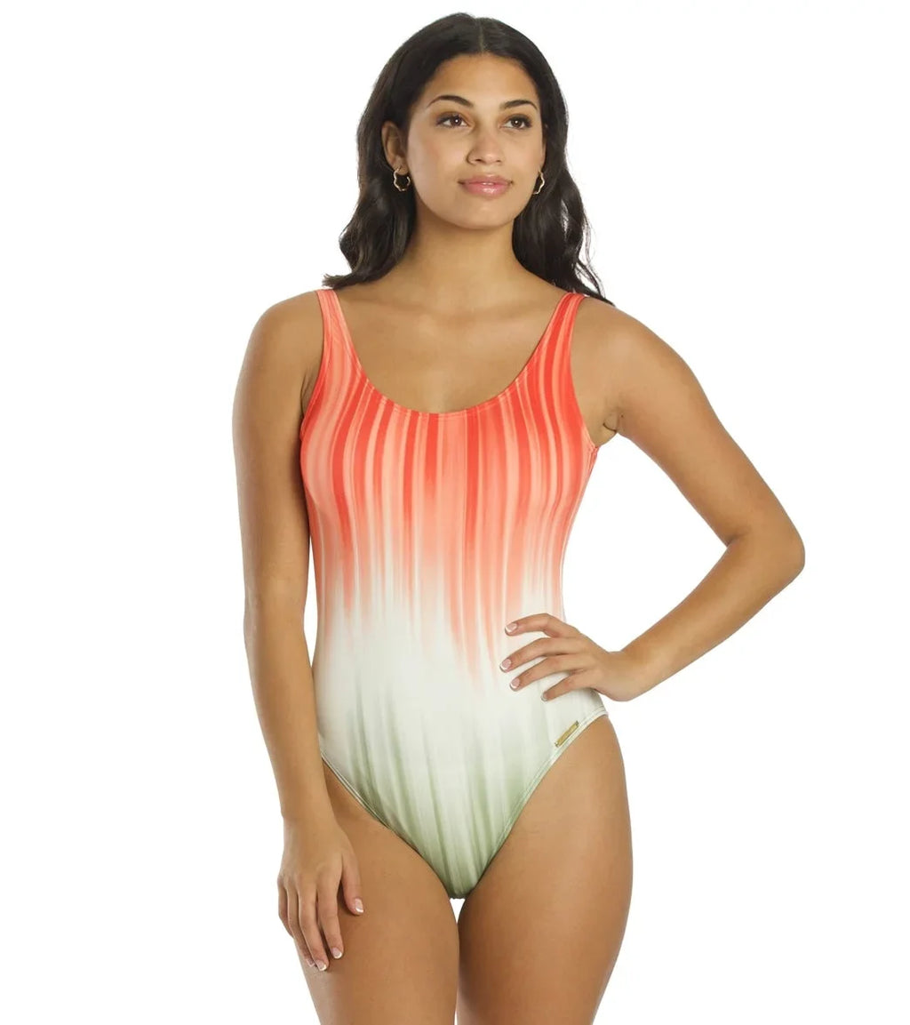 Scoop-Neck US GREEN 10 Camuto SAFARI Vince Dip-Dyed Swimsuit, One-Piece