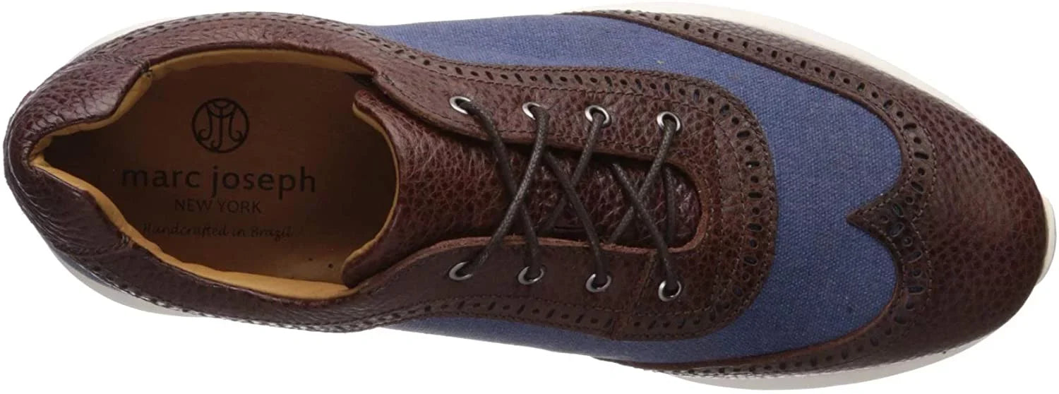 NEW YORK MARC Wingtip Jeans, Lightweight Extra Fashion JOSEPH Leather Technology Sneaker,Cognac/Pebble M 13 Men's
