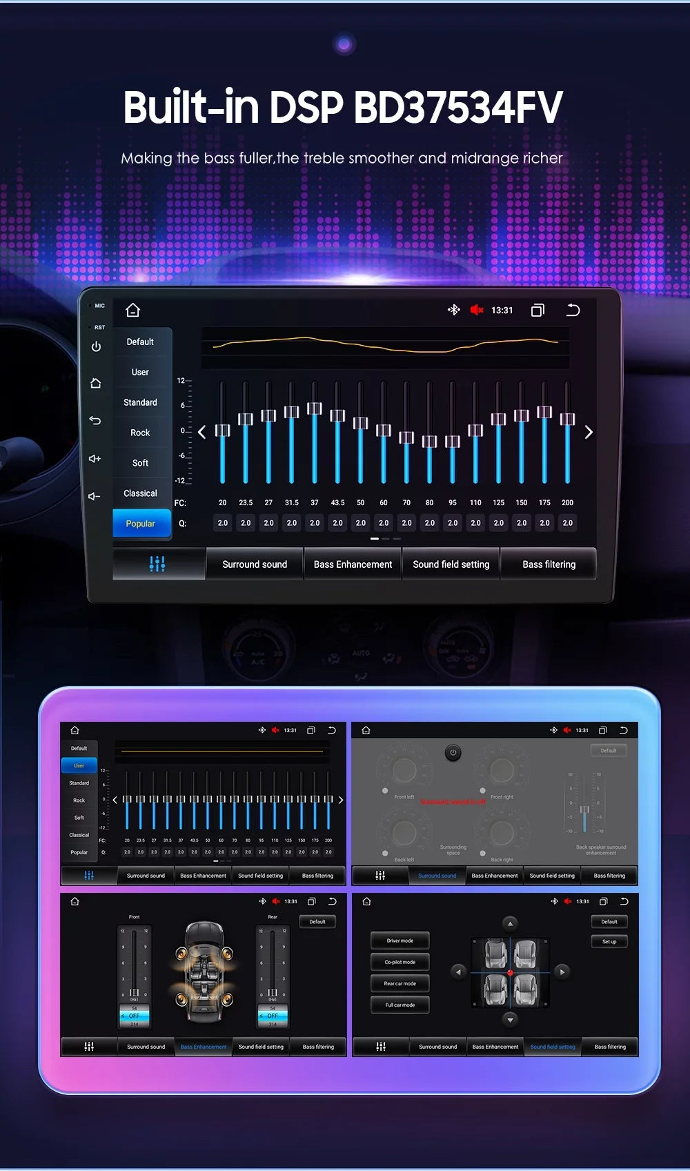 Android Screen 4+32G Navigation in-Dash Unit AM/FM Double Car GPS Auto DSP Din Android Universal Stereo Head Radio Store,YouTube QLED Carplay 1280X720 Wireless Multimedia Player,climate,Play 9"