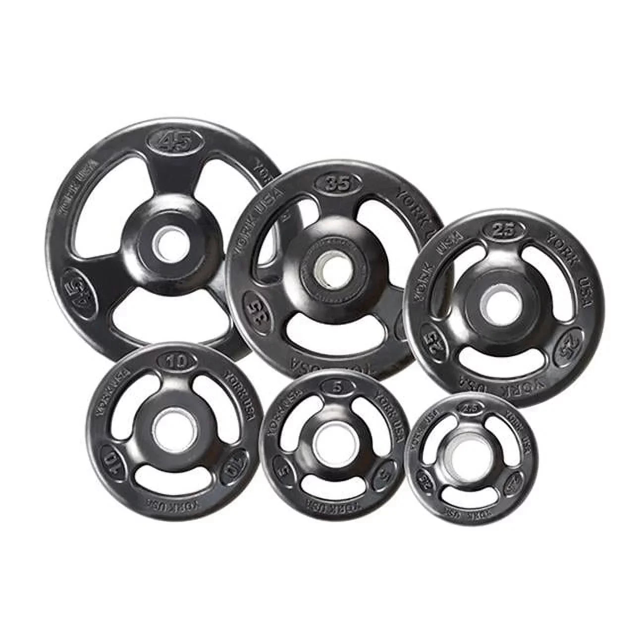 lbs York Urethane Plates- Black Grip 5 Olympic Barbell - Encased