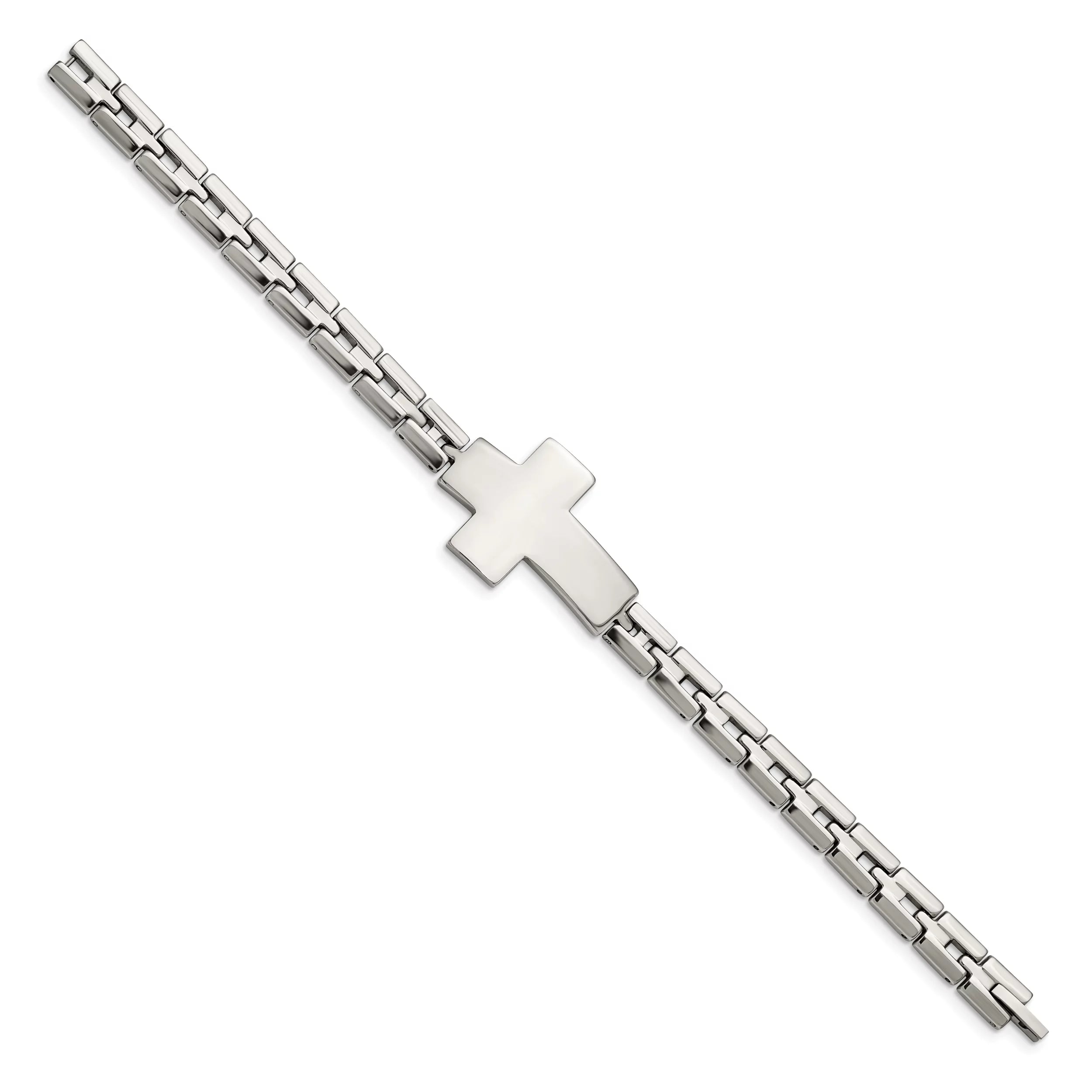 Cross 8 Inch Bracelet Steel Steel Polished Primal Link Stainless