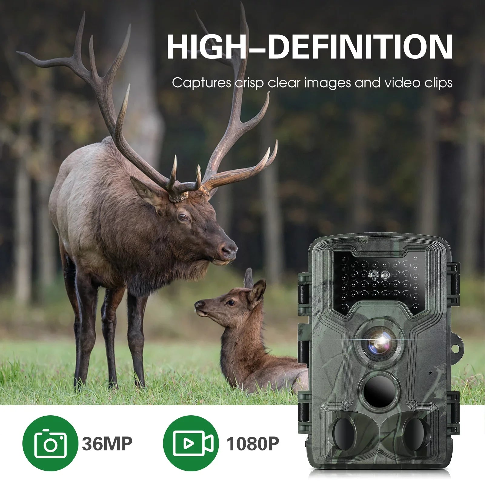 Vision Waterproof 36MP for Trail Camera and Night Wildlife Game Researching Camera,
