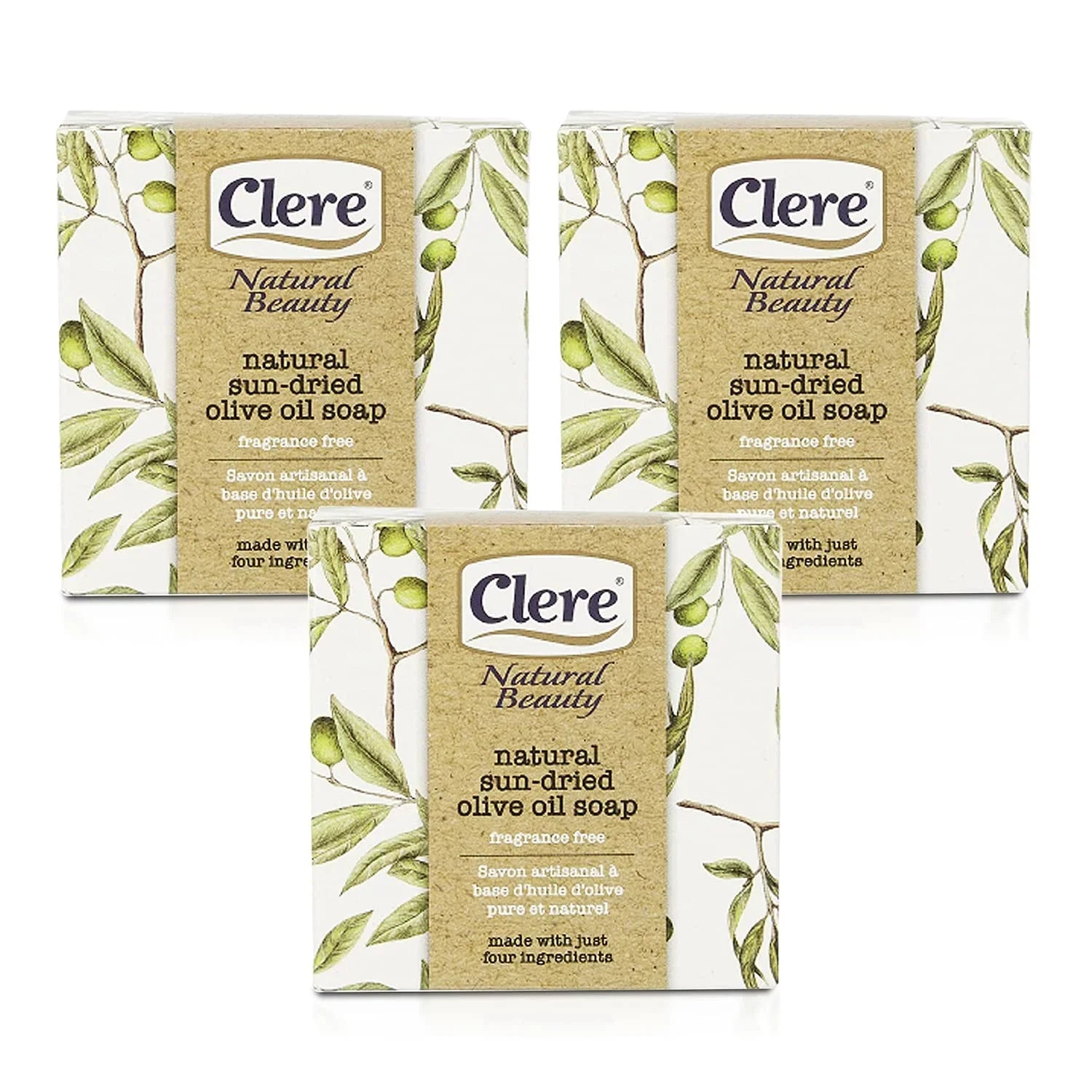 Oil With Pack 3 Olive Grams Handmade Natural – Bar Ingredients - & 100% 200 Gentle Of Soap Natural Fragrance-Free,
