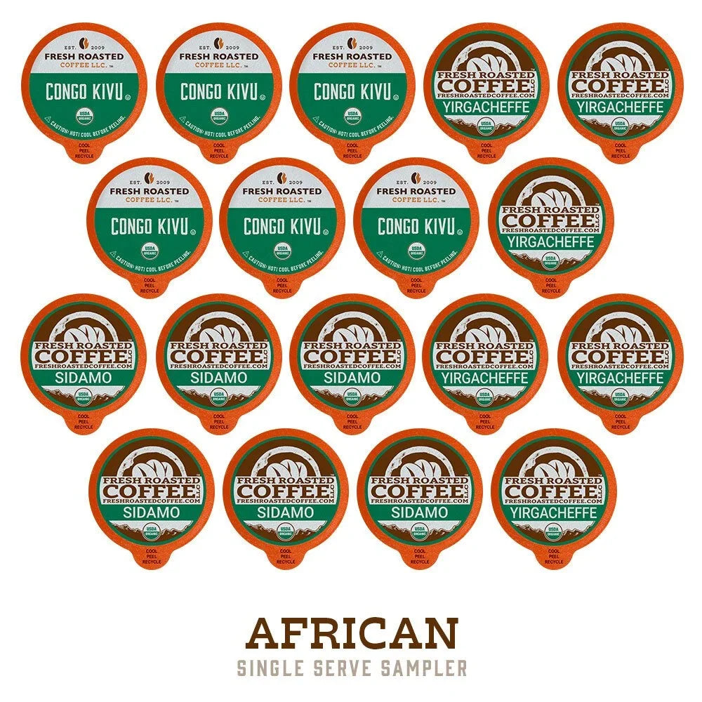 Coffee Coffee, K-Cup 72 Roasted Sampler, Count for Brewers Fresh Organic Pod Keurig