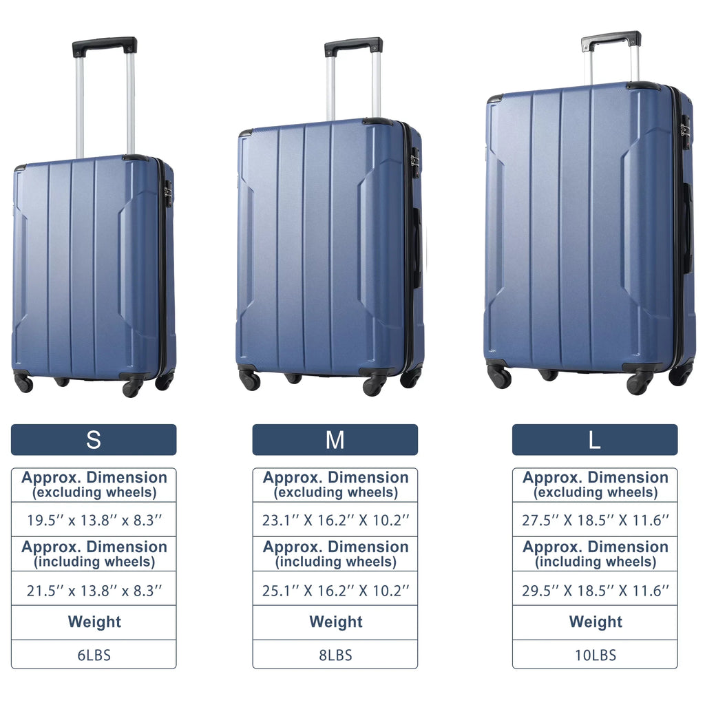 20" Luggage Upright Lock 360°Spinner Double Luggage Spinner Hardside Hardshell Suitcase, Expandable Lightweight, with Suitcase TSA Hardshell
