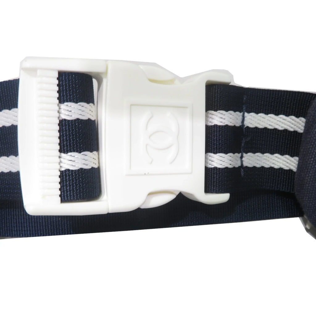 Sportsline Waist (Good) Navy/White Pre-Owned Body Canvas Women's Bag Men's