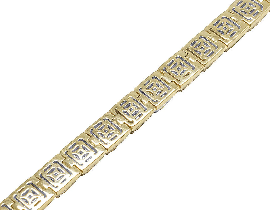 Gold Bracelet CT Yellow 6.6 8.5" Men's 8MM Diamond Cluster 10K
