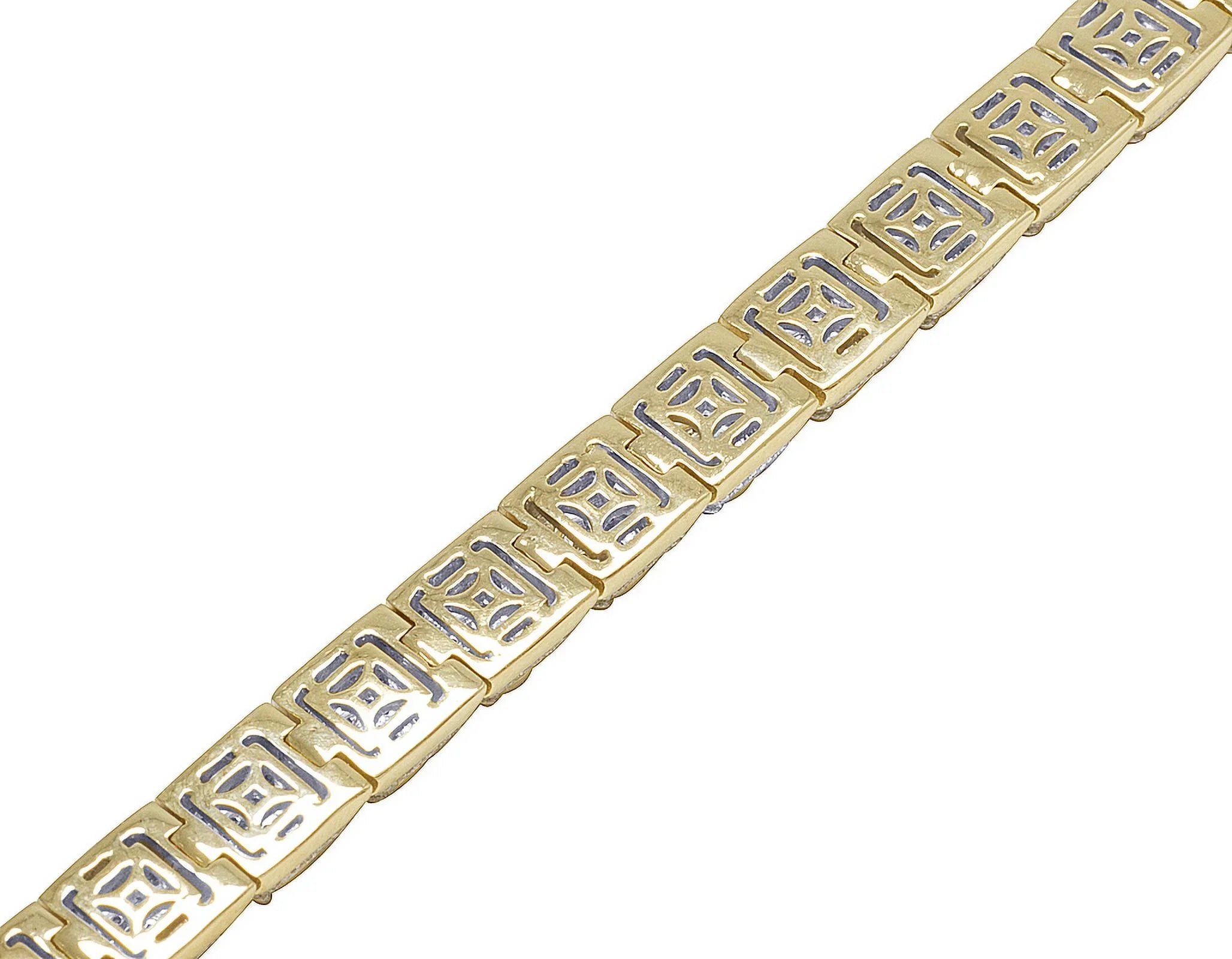 Gold Bracelet CT Yellow 6.6 8.5" Men's 8MM Diamond Cluster 10K