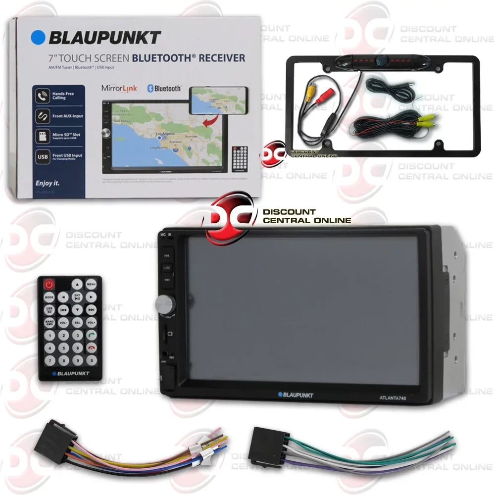 Car back-up Waterproof with + Connect License USB receiver Night vision 2DIN Bluetooth DiscountCentralOnline Full smartphone to Touchscreen MirrorLink AM/FM Blaupunkt camera plate FL09BK 7" your