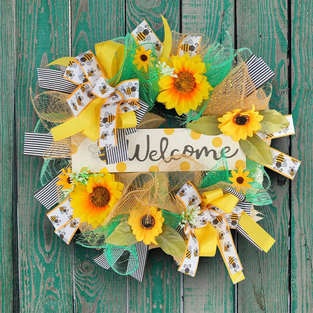 Home Decoration Silk Bee Wreath Sash Scarf Festival Pendant Monogram Garland Wreath
