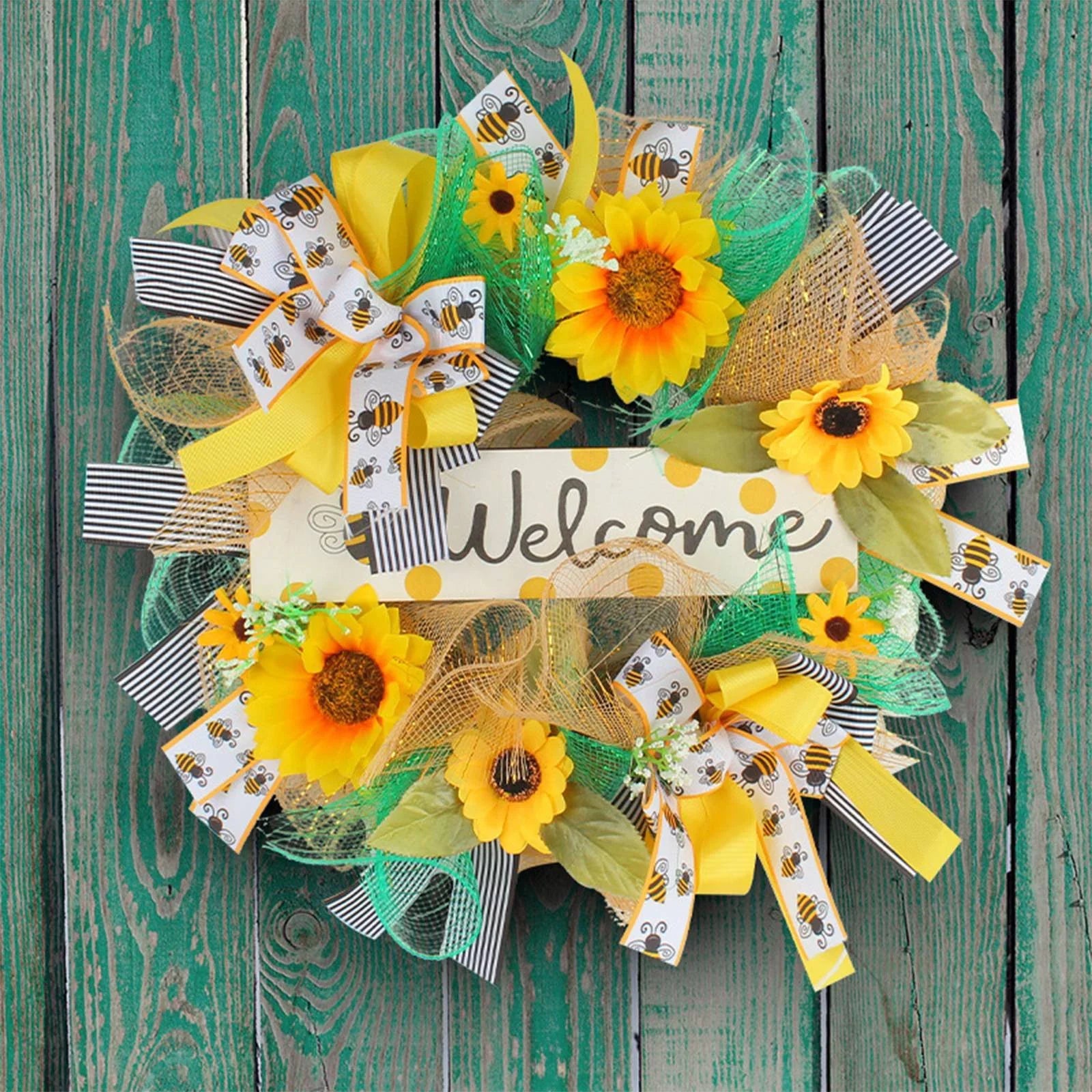 Home Decoration Silk Bee Wreath Sash Scarf Festival Pendant Monogram Garland Wreath