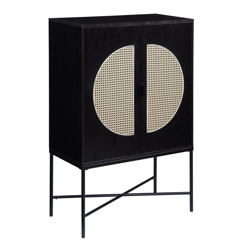 Wine Locker Metal Black Rack, Finish Wood Wine & Cabinet BESTCOSTY