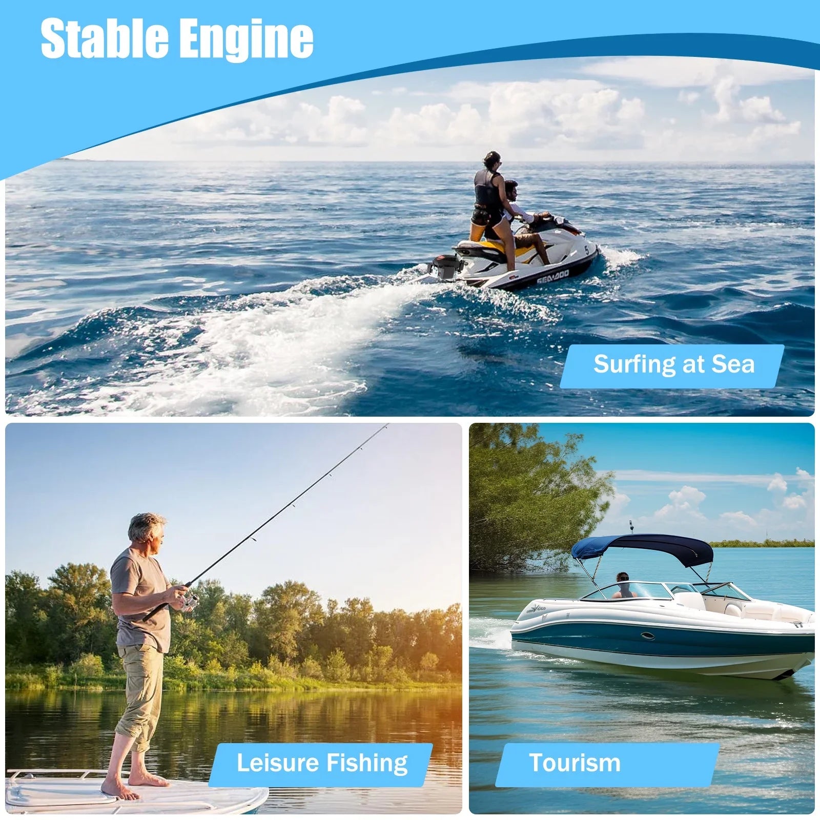 Outboard HP Air with Air Cooling Engine Engine System Shaft Tiller Cooling Stroke liquid 1:1.5 Boat 2500rpm 6 4 Fichiouy CDI Motor