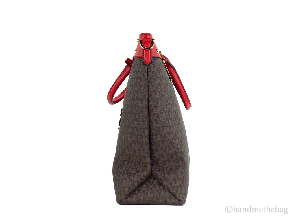 Flame Zip North Signature Michael Handbag Top Travel Kors Pvc Tote Large South