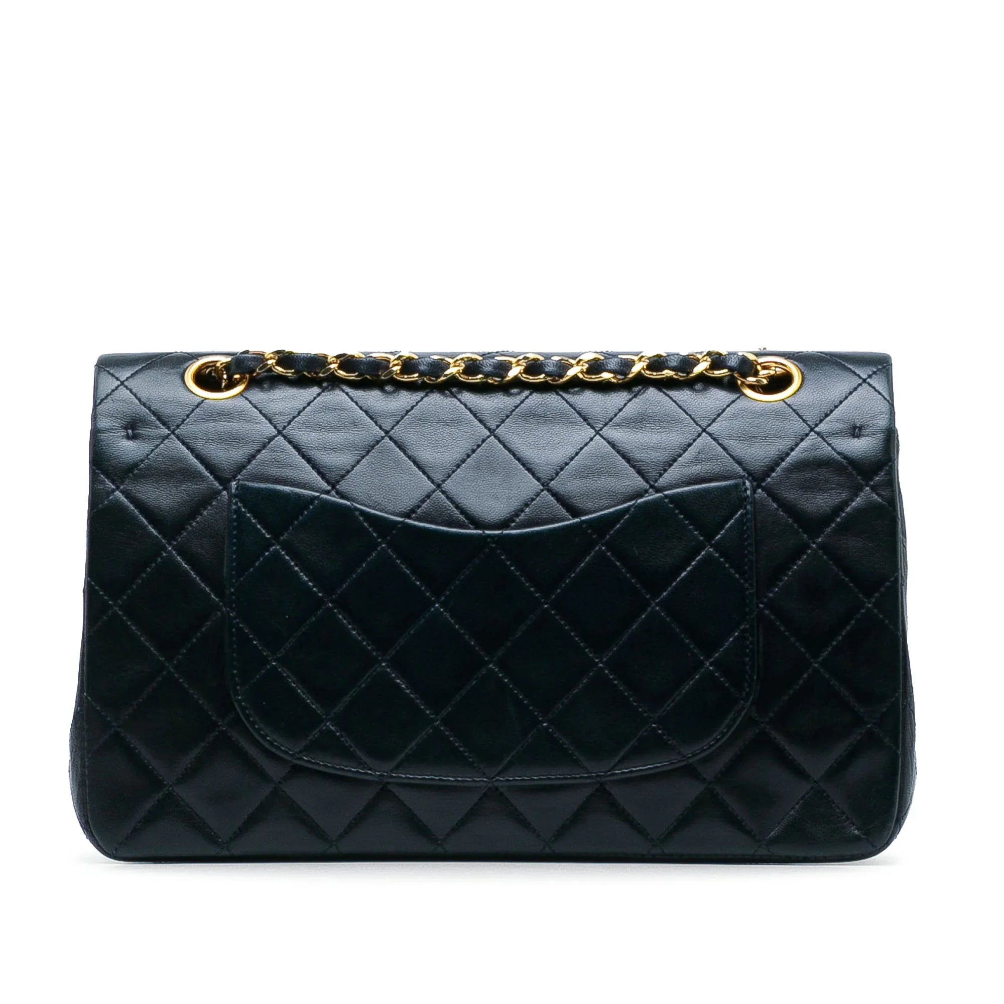 Bag Authenticated Double (Good) Flap Blue Medium Unisex Shoulder Classic Pre-Owned Leather Lambskin