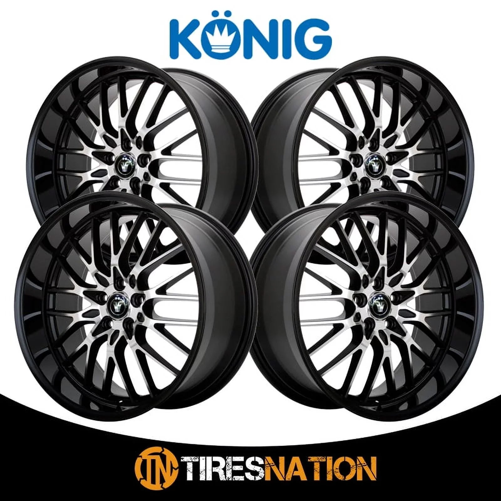 5x112 Wheel 17x8 With 16MB Face Konig Lace Black Gloss +45et Machined